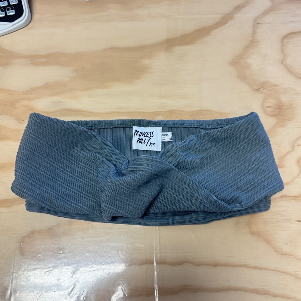 Princess Polly Ribbed Twist Front Tube Top Grey Bandeau US 6 Party‎ Minimalist